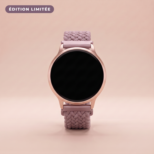 Montre Smartyphone or rose avec le Bracelet Tressé violet – édition limitée