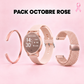 Pack Octobre Rose : montre or rose, jonc et bracelet tressé