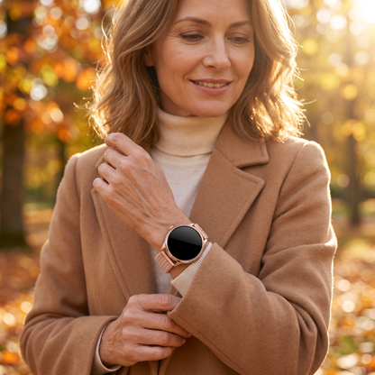 L'Épurée or rose avec son Tressé nude rosé, balade d'automne